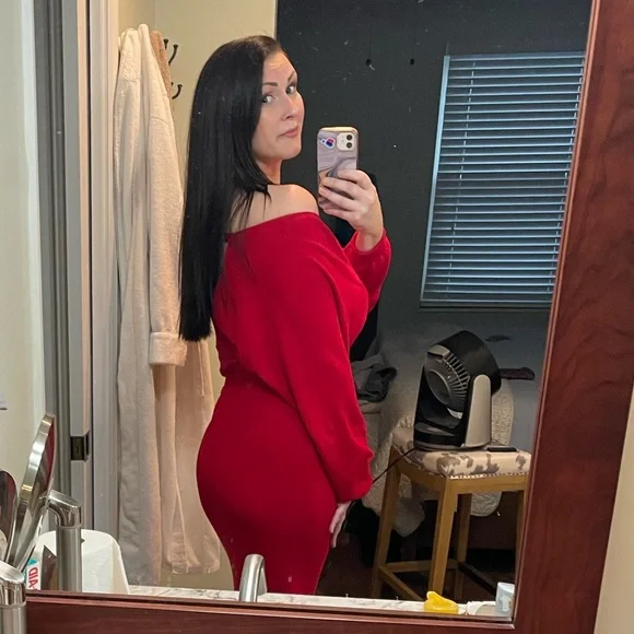 Women's V Neck Wrap Knit Dresses Batwing Sleeve Backless Slit Maxi Dress - Picture 2 of 6